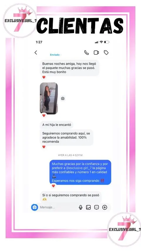 Captura de chat de una clienta agradeciendo su pedido